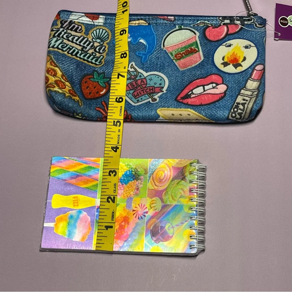 NWT iscream Bundle Pencil Case Memo Pad Embroidered Patches Sugar Candy Themed